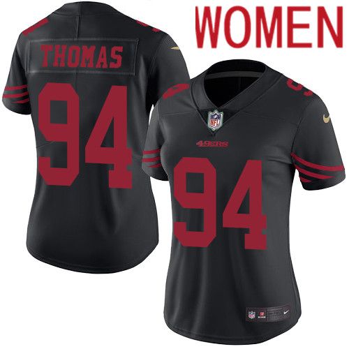 Women San Francisco 49ers #94 Solomon Thomas Nike Black Vapor Limited Rush NFL Jersey